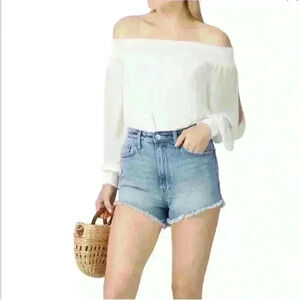 Ramy Brook Off The Shoulder Long Sleeve Sheer White Top Size M/L
